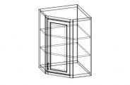 SG-GDWDC2436 Shaker Gray Diagonal Wall Glass Cabinet 24"W × 36"H × 12"D(gray interior color)