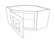 SLW-GDWDC2412 Slim Shaker White Diagonal Wall Glass Cabinet 24"W × 12"H × 12"D(antique white interior color)