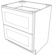 SW-2DB36 Shaker White Two Drawer Base Cabinet 36"W × 34 1/2"H × 24"D